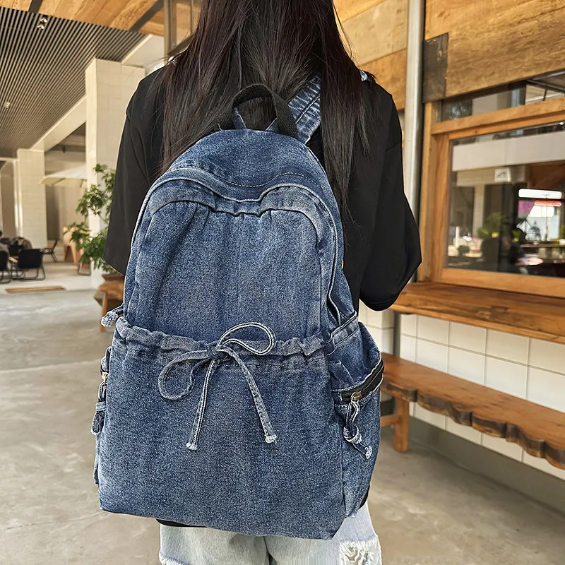 Moonshine Denim Backpack Unisex Dark Blue/Black/Light Blue-1