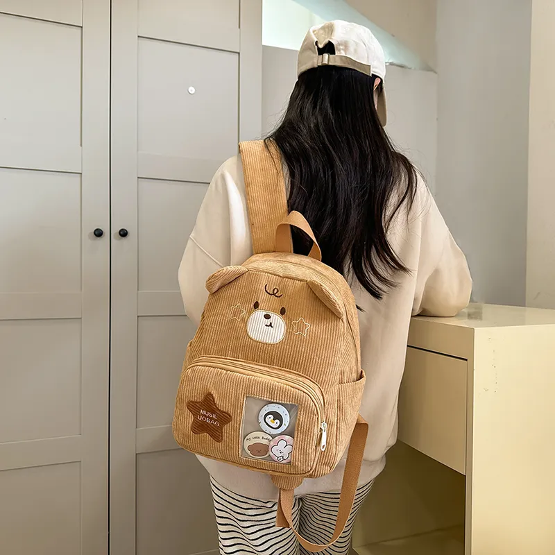 Moonshine Corduroy Backpack Regular Unisex Light Khaki/Dark Khaki/White-1