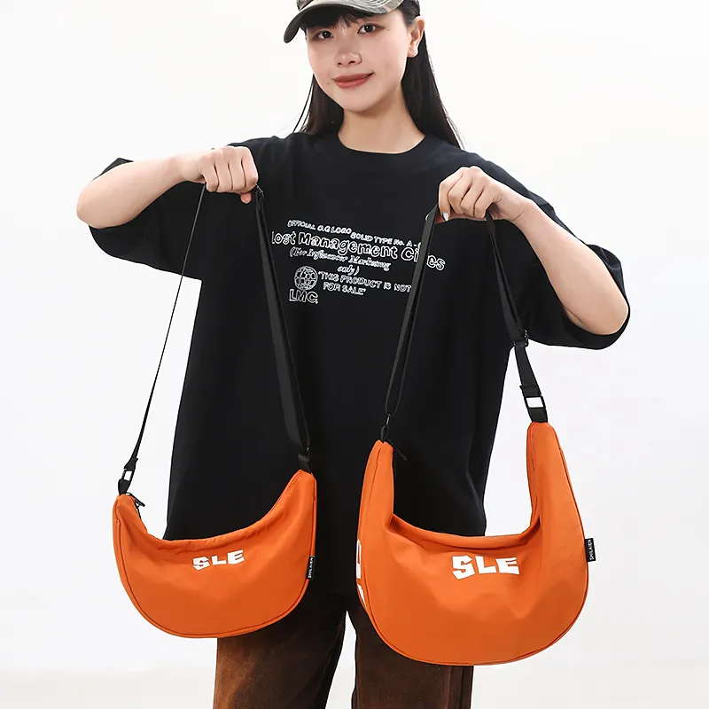Moonshine Nylon Shoulder Bag, Crossbody Bag Unisex Black/Lake Blue/Yellow/Gray/Orange/Green/Ecru/Purple-14