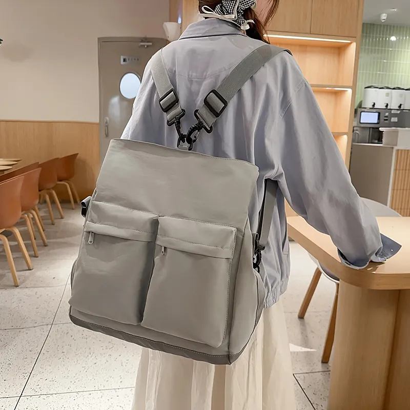Moonshine Nylon Messenger Bag, Shoulder Bag, Crossbody Bag Unisex Black/White/Gray-11
