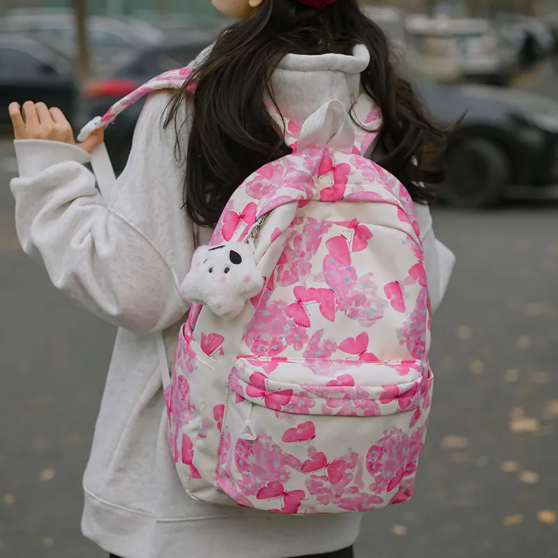 Moonshine Nylon Backpack Large Size Women's Green/Blue/Pink-6