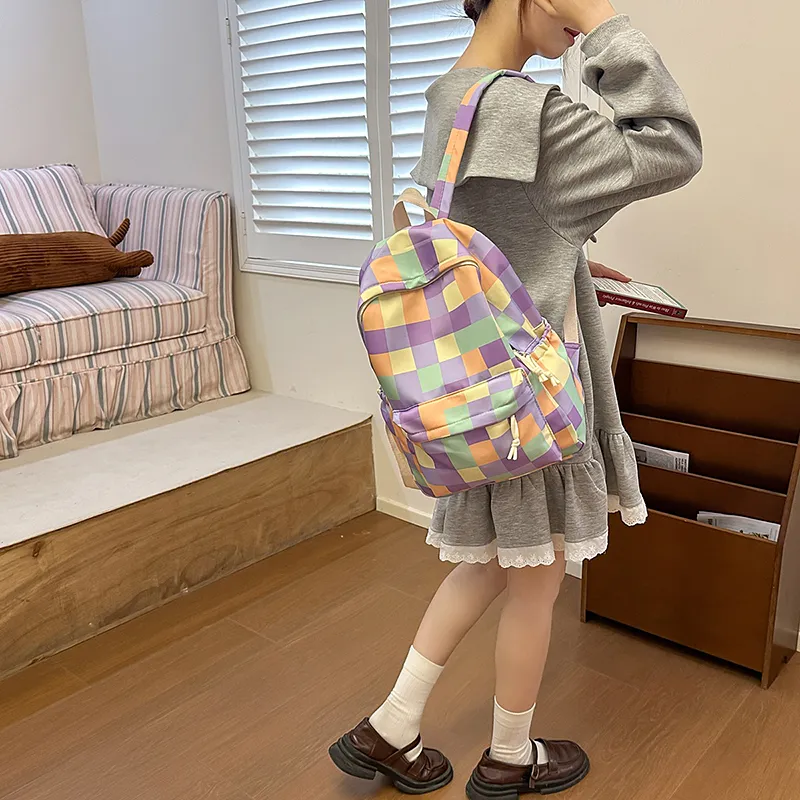 Moonshine Nylon Backpack Unisex Blue White/Turquoise/Purple Pink/Blue Purple-6