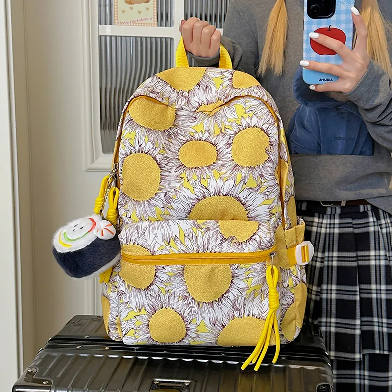 Moonshine Polyester Backpack Unisex Blue/Yellow-6