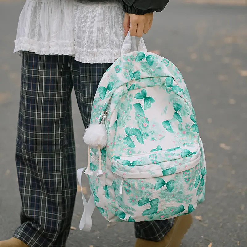 Moonshine Nylon Backpack Large Size Women's Green/Blue/Pink-10