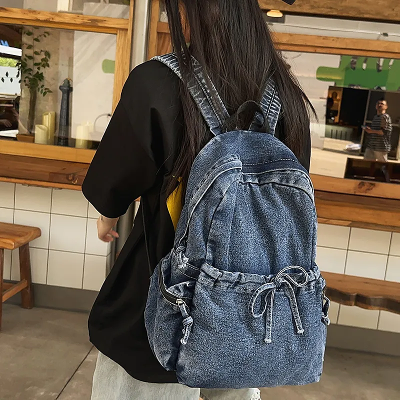 Moonshine Denim Backpack Unisex Dark Blue/Black/Light Blue-2