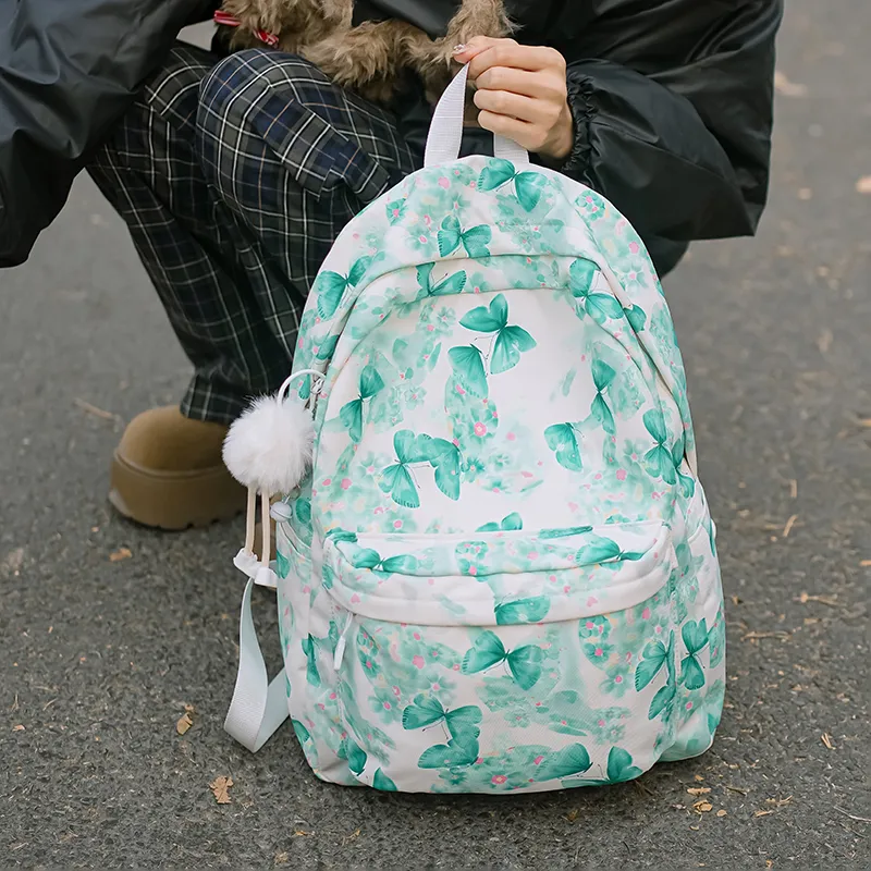 Moonshine Nylon Backpack Large Size Women's Green/Blue/Pink-11