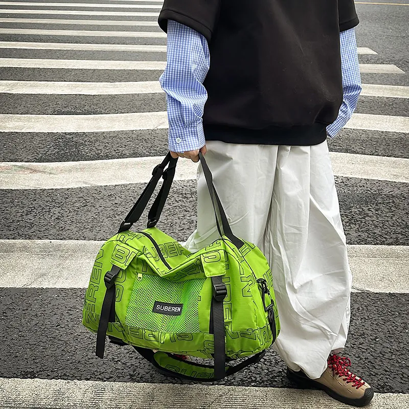 Moonshine Nylon Travel Bag Unisex Black/Ecru/Green/Yellow/Purple-8