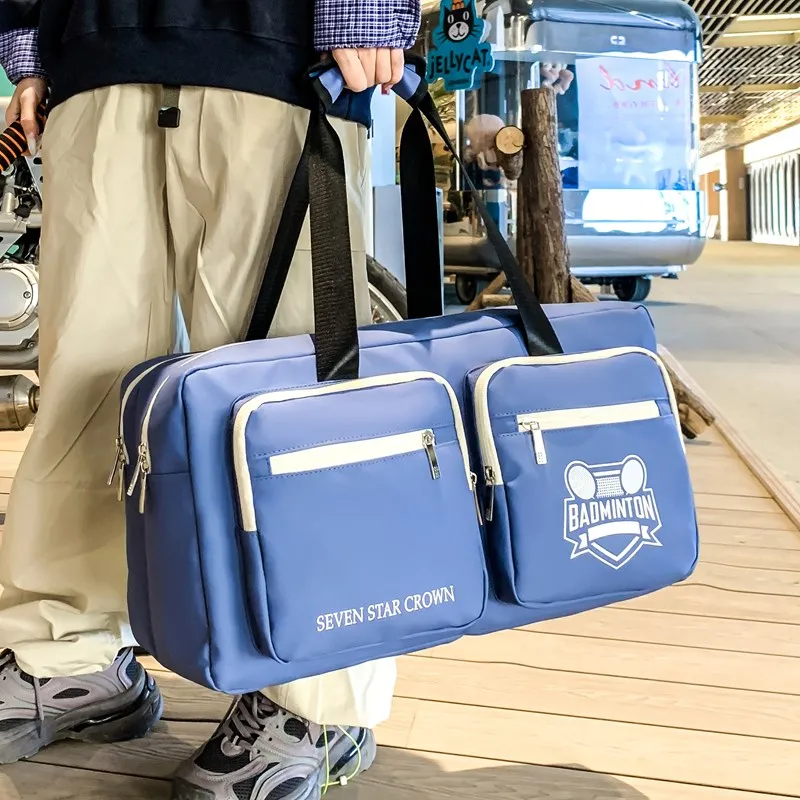 Moonshine PU Travel Bag Unisex Ecru/Black/Blue-7