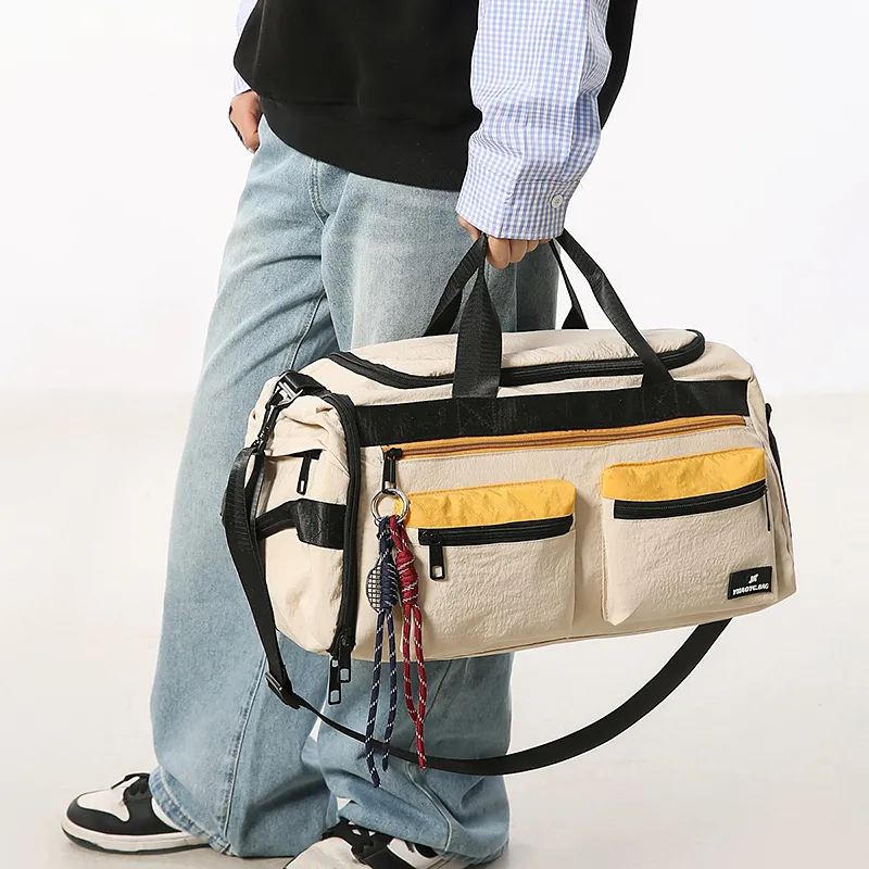 Moonshine Nylon Travel Bag Unisex Black/Ecru-7