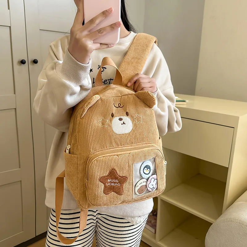Moonshine Corduroy Backpack Regular Unisex Light Khaki/Dark Khaki/White-3