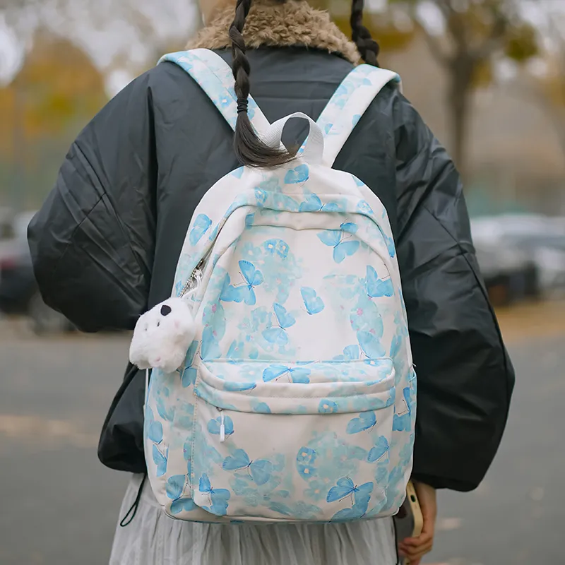 Moonshine Nylon Backpack Large Size Women's Green/Blue/Pink-1