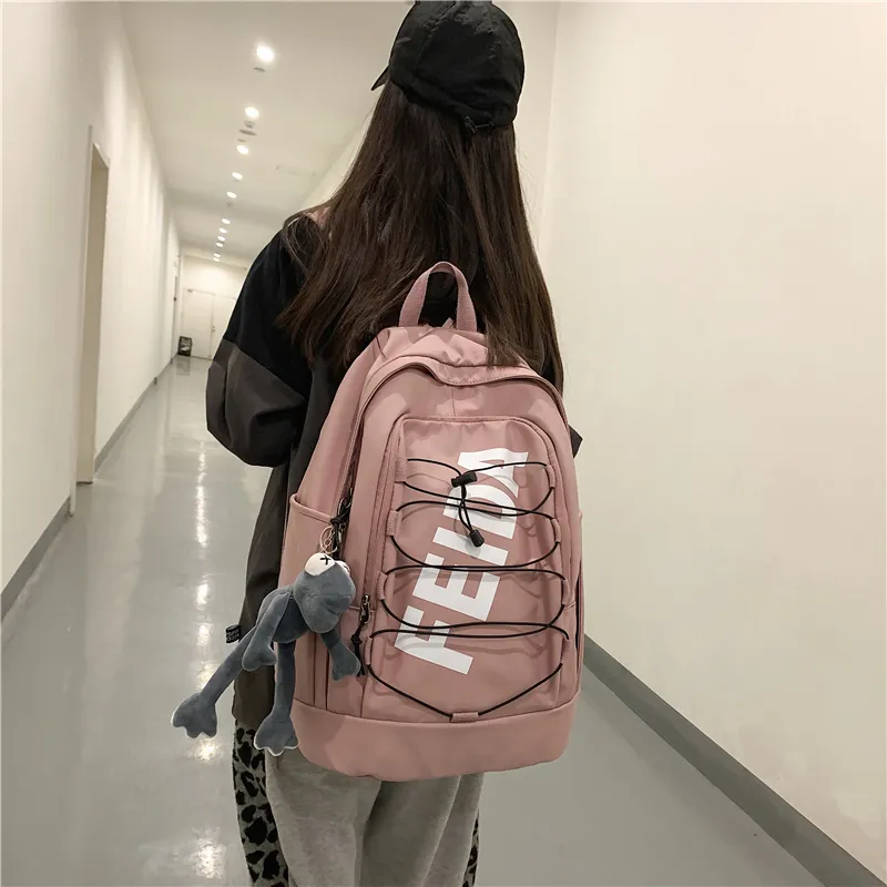 Moonshine Nylon Student Backpack Large Size Unisex Black/Gray-18