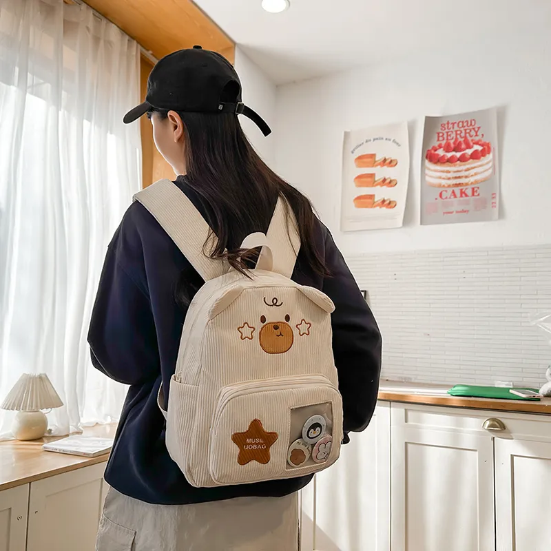 Moonshine Corduroy Backpack Regular Unisex Light Khaki/Dark Khaki/White-10