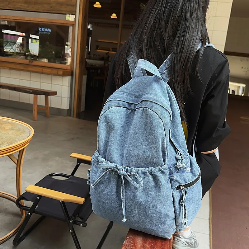 Moonshine Denim Backpack Unisex Dark Blue/Black/Light Blue-8