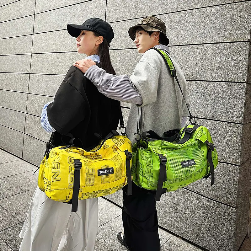 Moonshine Nylon Travel Bag Unisex Black/Ecru/Green/Yellow/Purple-10