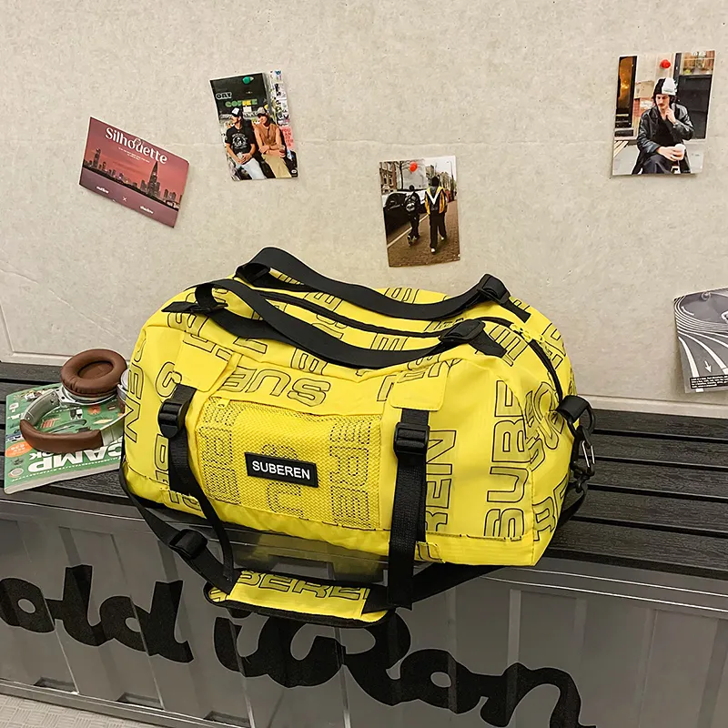 Moonshine Nylon Travel Bag Unisex Black/Ecru/Green/Yellow/Purple-11