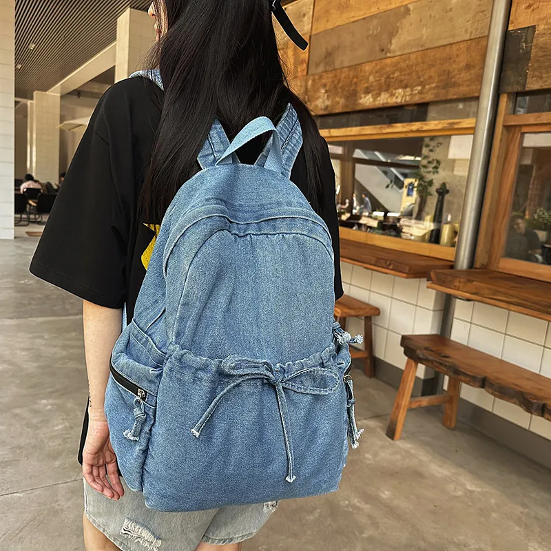 Moonshine Denim Backpack Unisex Dark Blue/Black/Light Blue-7