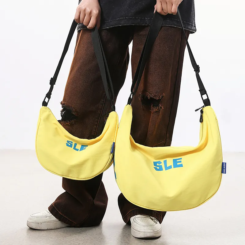 Moonshine Nylon Shoulder Bag, Crossbody Bag Unisex Black/Lake Blue/Yellow/Gray/Orange/Green/Ecru/Purple-8