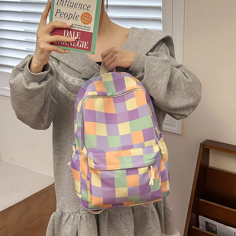Moonshine Nylon Backpack Unisex Blue White/Turquoise/Purple Pink/Blue Purple-7