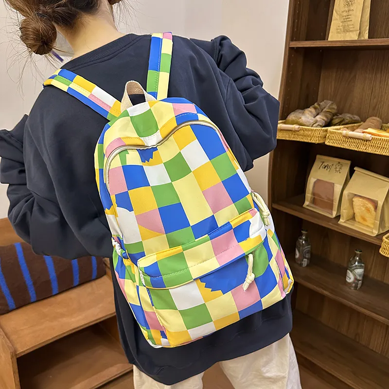 Moonshine Nylon Backpack Unisex Blue White/Turquoise/Purple Pink/Blue Purple-2