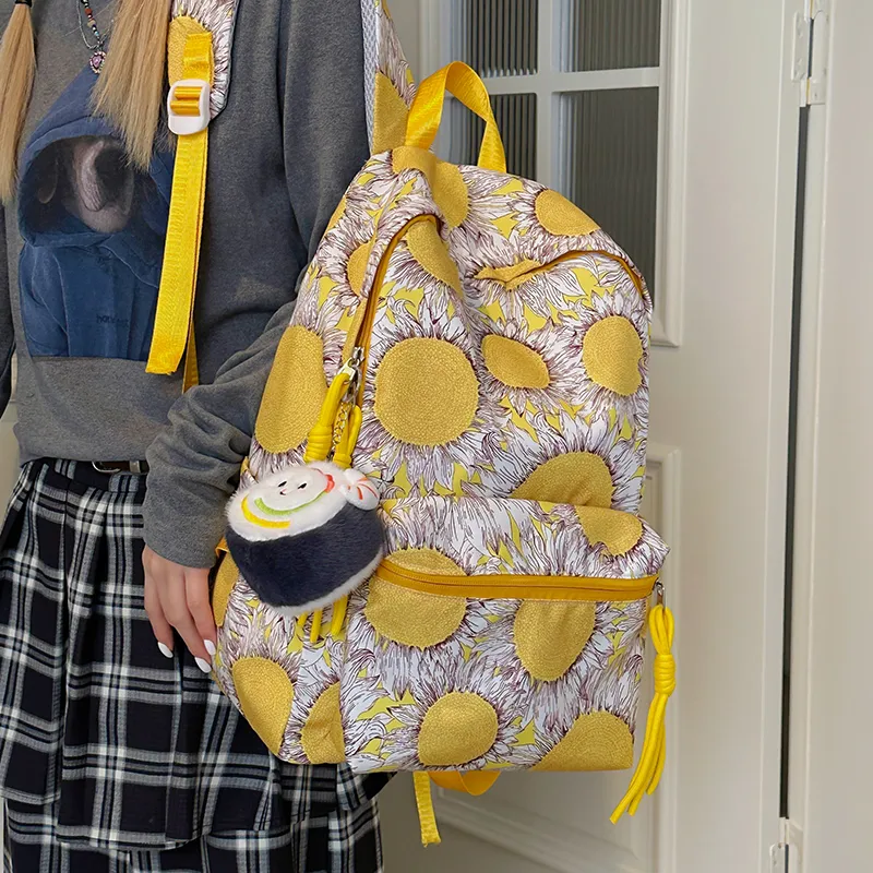 Moonshine Polyester Backpack Unisex Blue/Yellow-5