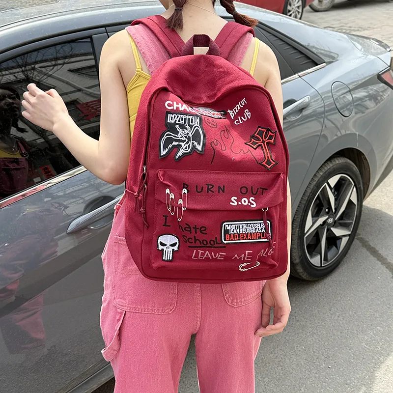 Moonshine Canvas Backpack Regular Unisex Red/Black-1