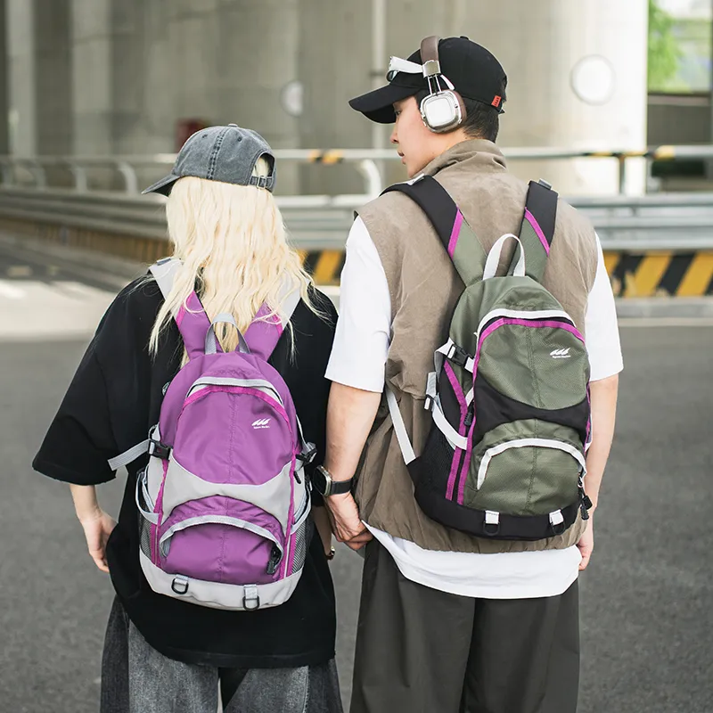 Moonshine Nylon Backpack Unisex Purple/Green-1