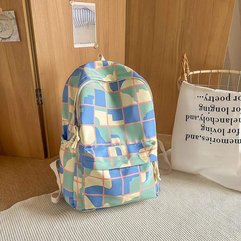 Moonshine Nylon Backpack Unisex Blue White/Turquoise/Purple Pink/Blue Purple-4
