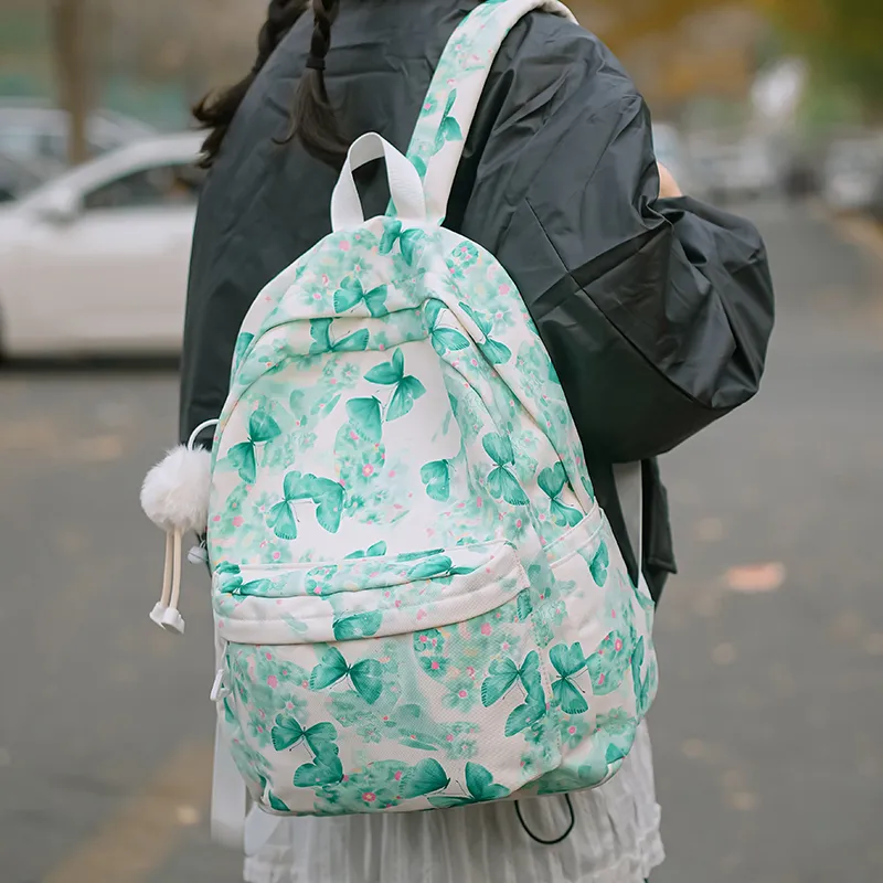 Moonshine Nylon Backpack Large Size Women's Green/Blue/Pink-9