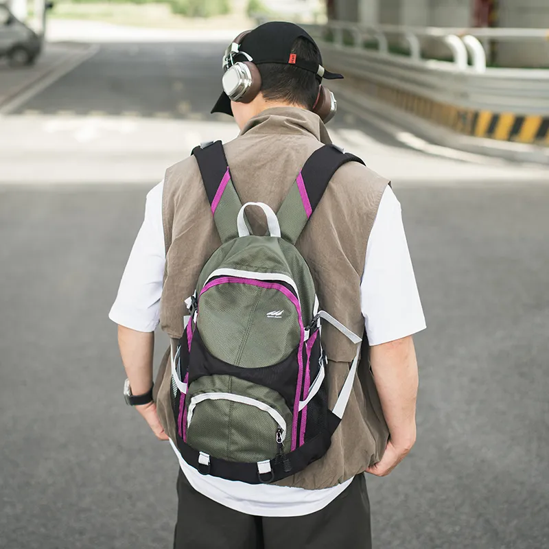 Moonshine Nylon Backpack Unisex Purple/Green-7
