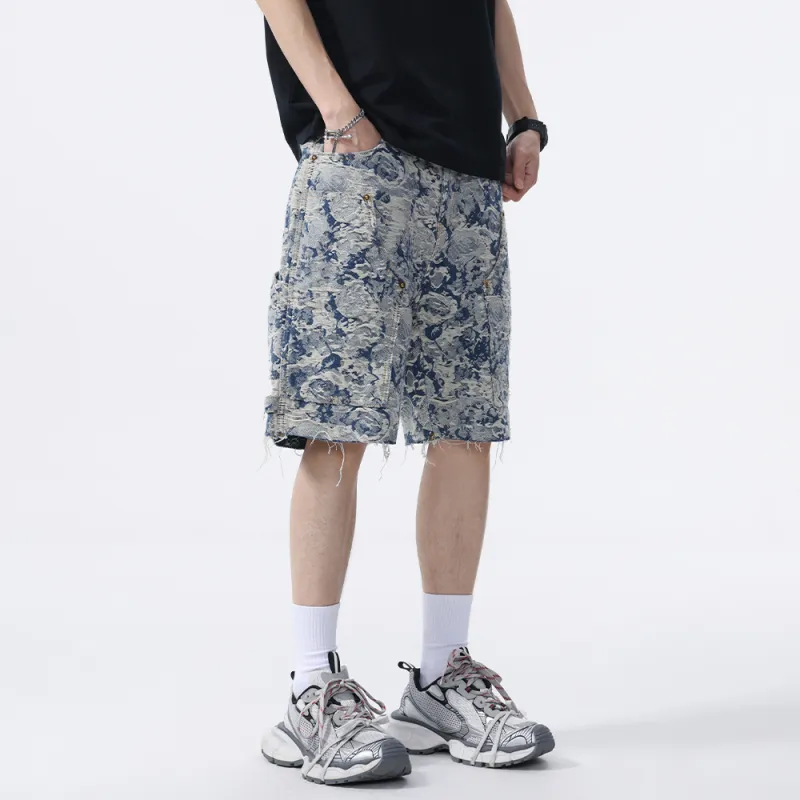 Jeep Denim Shorts Unisex Jacquard Blue-3