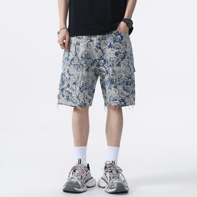 Jeep Denim Shorts Unisex Jacquard Blue-2