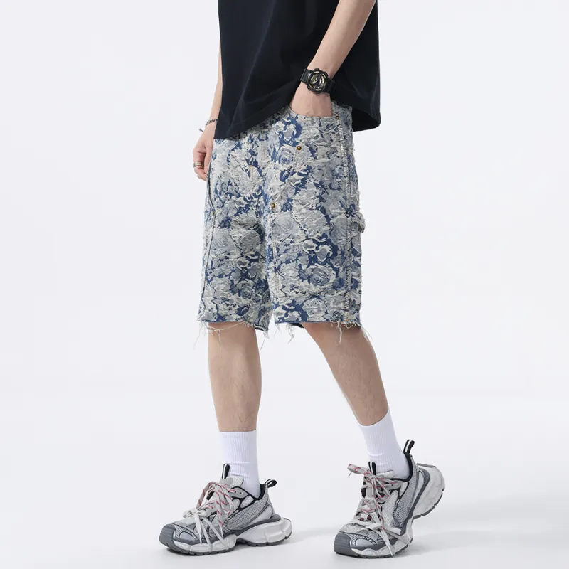 Jeep Denim Shorts Unisex Jacquard Blue-5