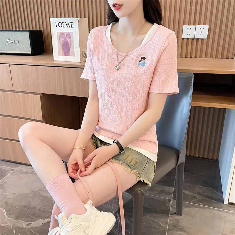 GOSO Drop Shoulder Sleeve T Shirt Women's-5
