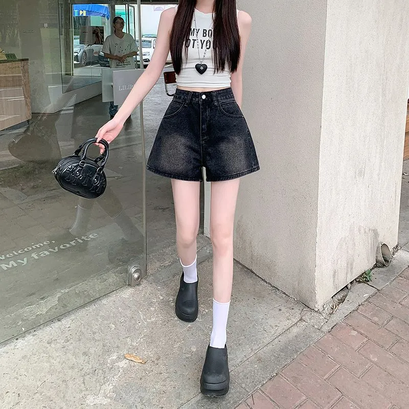 GOSO Denim Shorts Women's Black Gray Color-6