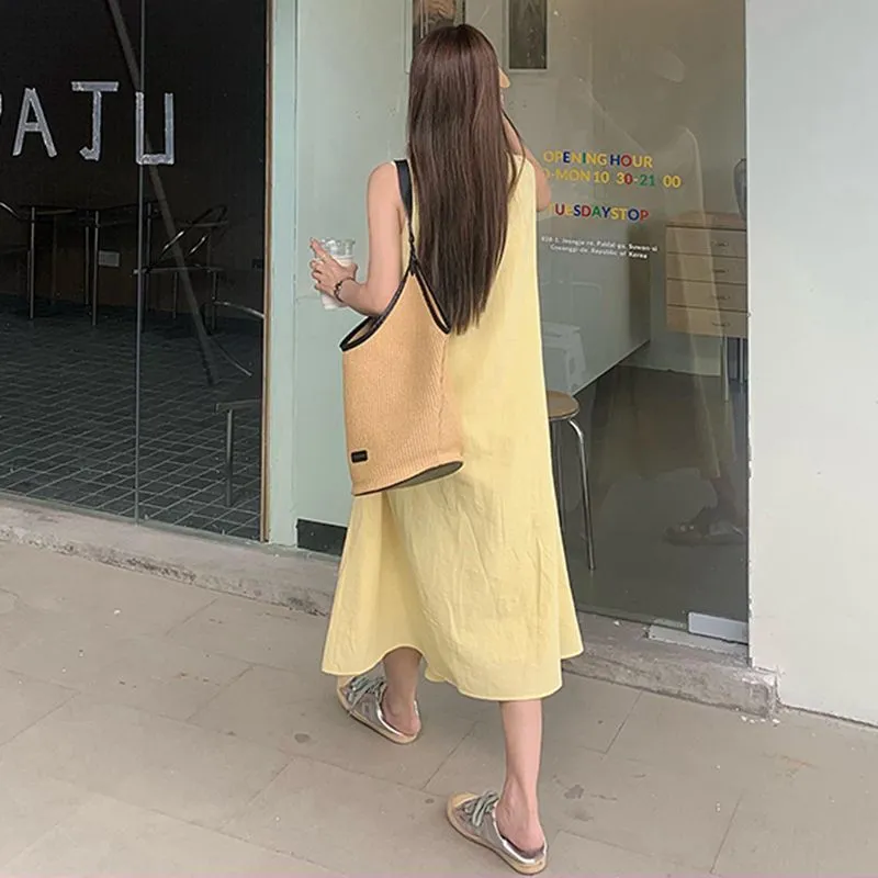 GOSO Sleeveless Dresses Women's Yellow-6