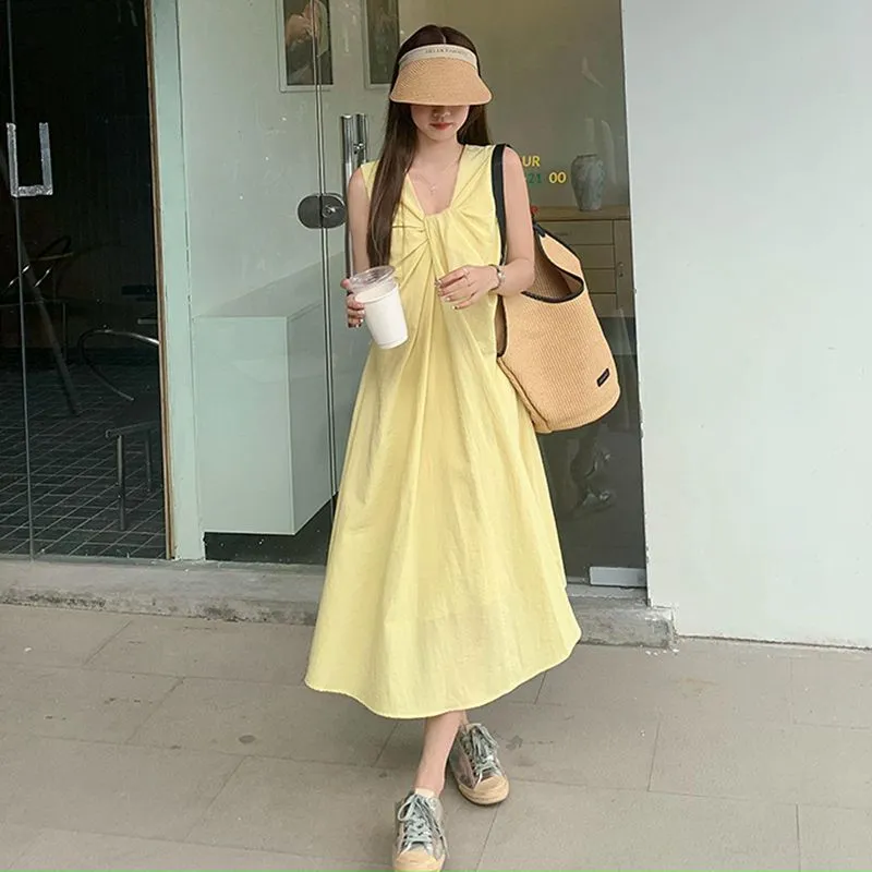 GOSO Sleeveless Dresses Women's Yellow-5