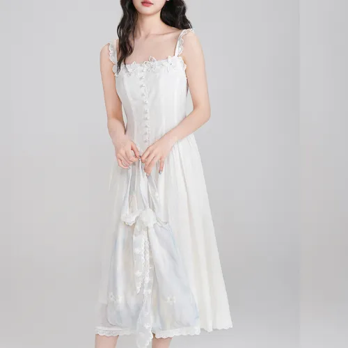 JECCI FIVE Slip Dresses Women's White