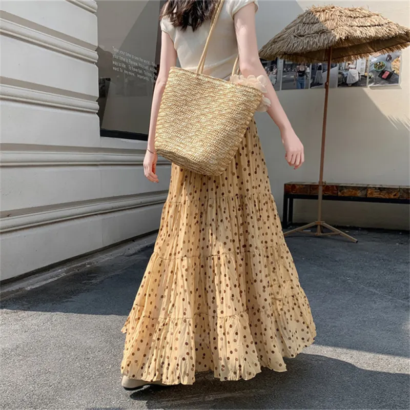 JECCI FIVE Casual Long Skirt Women's Yellow-3