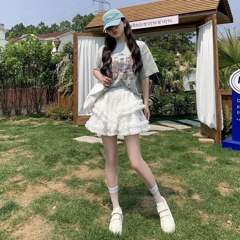 JECCI FIVE Casual Short Skirts Women's White-5