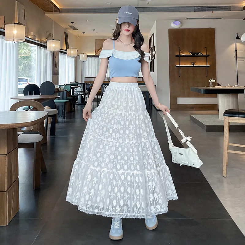 JECCI FIVE Casual Long Skirt Women's White-6