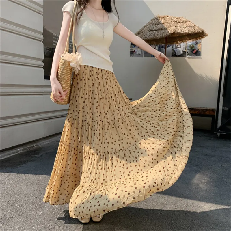 JECCI FIVE Casual Long Skirt Women's Yellow-5