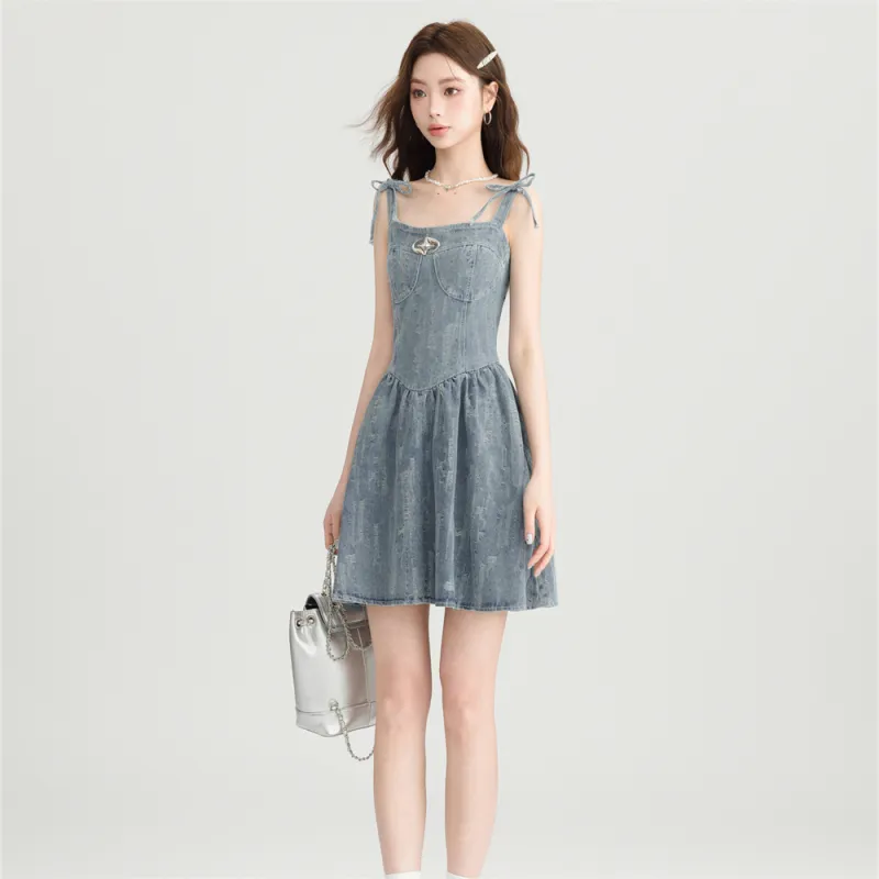 JECCI FIVE Slip Dress Women's Light Blue, Adjustable Shoulder Strap Side Pull-0