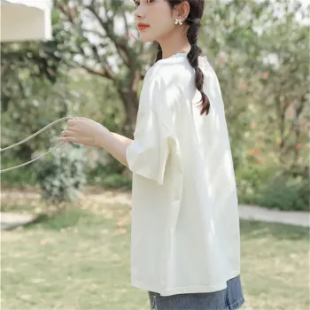 JECCI FIVE Drop Shoulder Sleeve T Shirt Women's White
