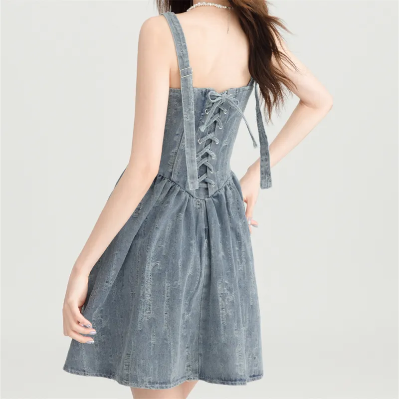JECCI FIVE Slip Dress Women's Light Blue, Adjustable Shoulder Strap Side Pull-5