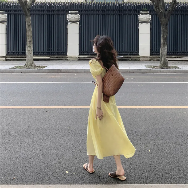 JECCI FIVE Short Sleeved Dress Women's Yellow-1