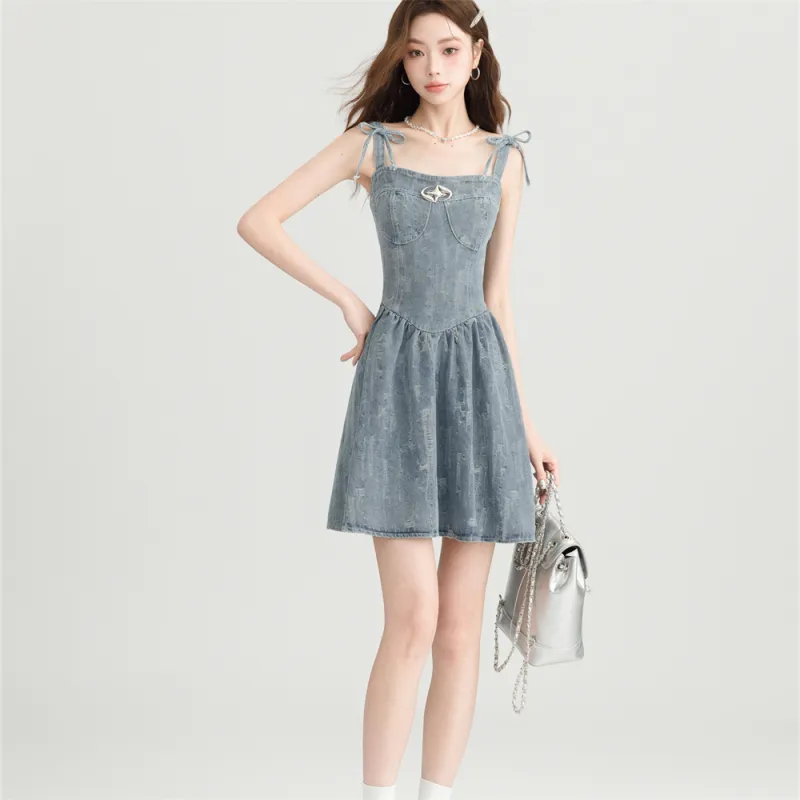 JECCI FIVE Slip Dress Women's Light Blue, Adjustable Shoulder Strap Side Pull-1