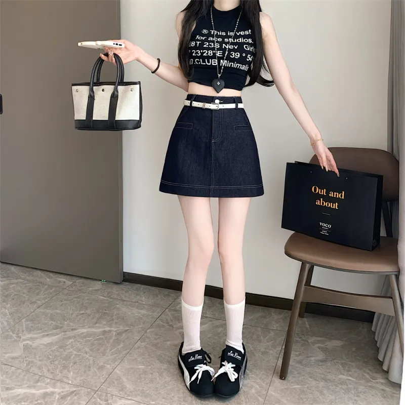 JECCI FIVE Denim Short Skirts Women's-5