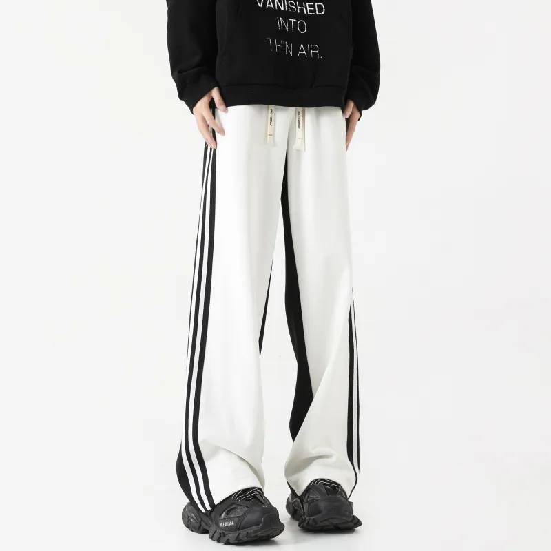 P8H9 Knitted Sports Pants Unisex Black White-4