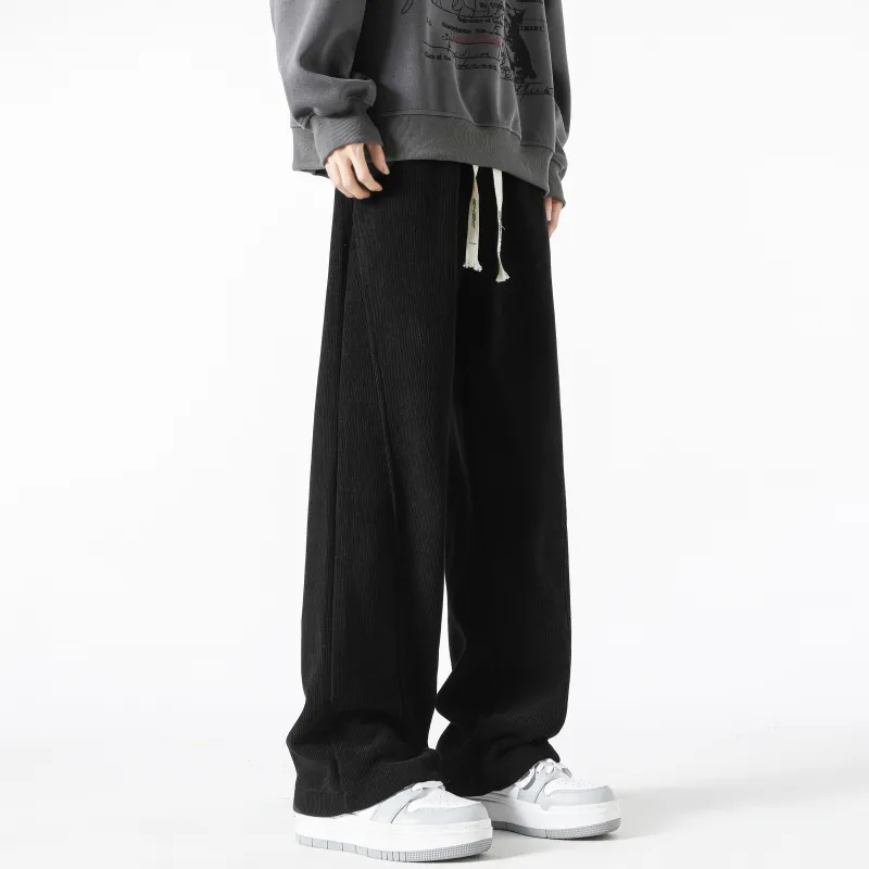 P8H9 European Cotton Velvet Casual Pants Unisex-4